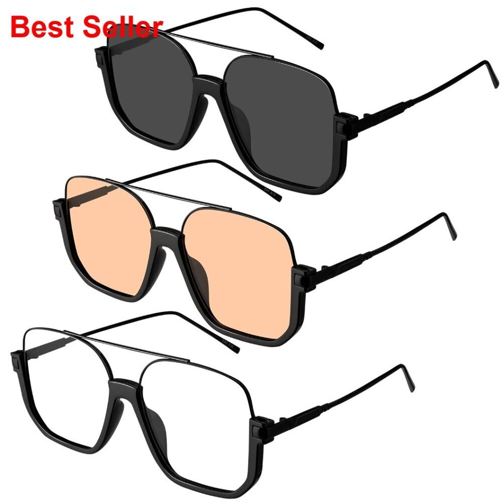 Retro Oversized Aviator Sunglasses, UV Protection, Lightweight Plastic & Metal